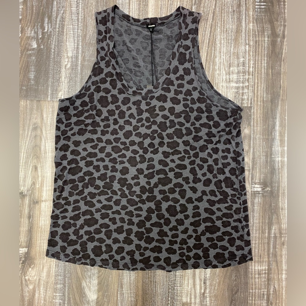NWT MONROW Black Leopard Print Tank